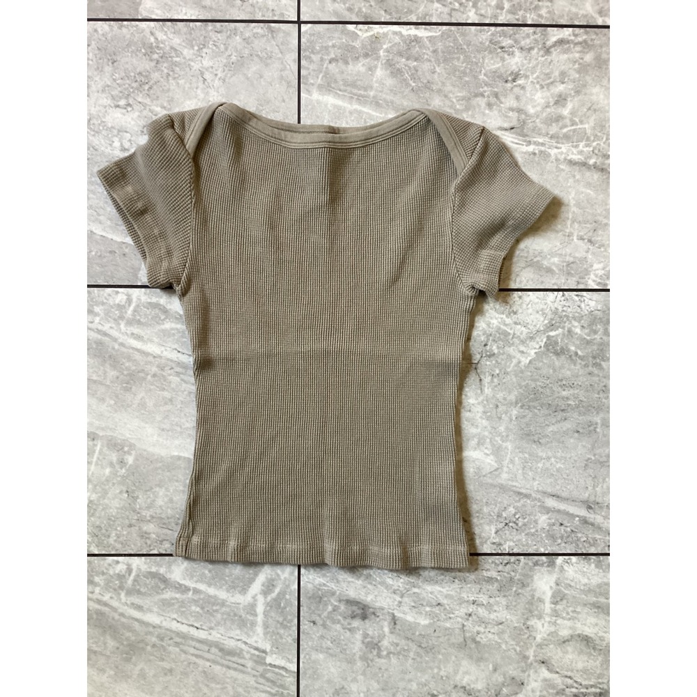 Citizens of Humanity Waffle Knit Baby Tee Tan Short Sleeve Thermal Top Small
